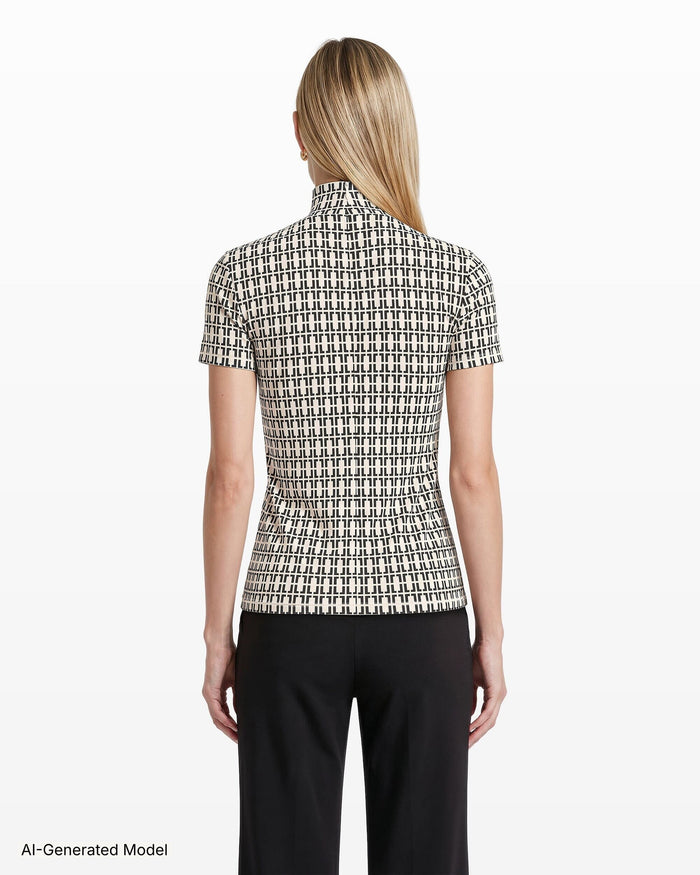 Anne Klein Chainlink Mock Neck Knit Top