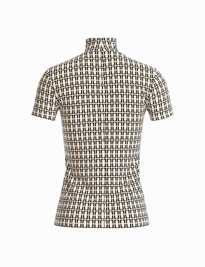Anne Klein Chainlink Mock Neck Knit Top