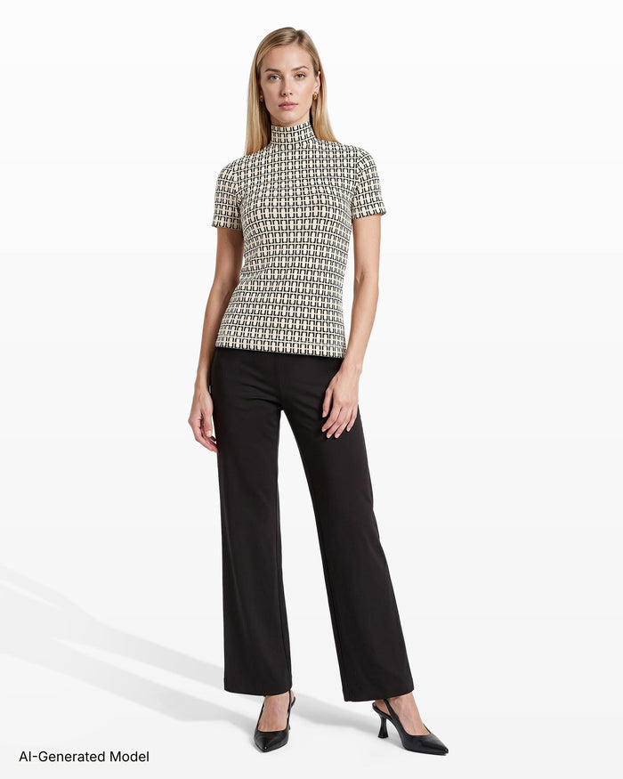 Anne Klein Chainlink Mock Neck Knit Top