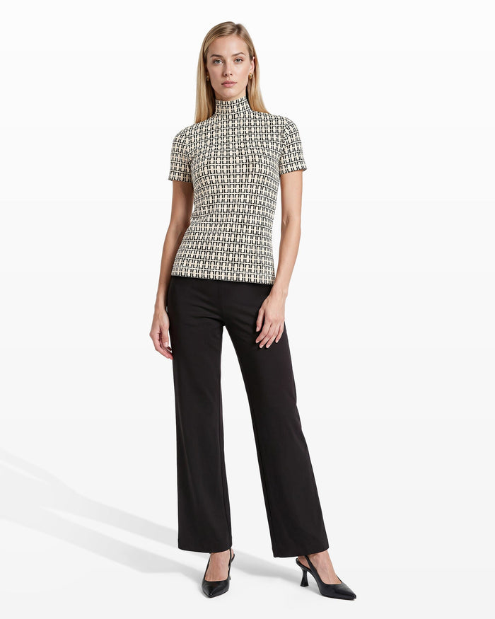 Anne Klein Chainlink Mock Neck Knit Top