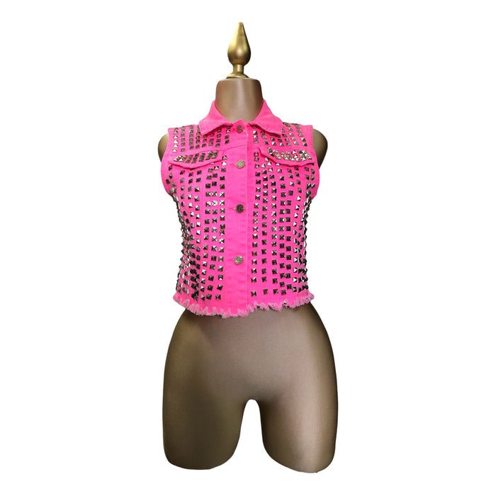 Chaleco Rosa Con Estoperoles LC