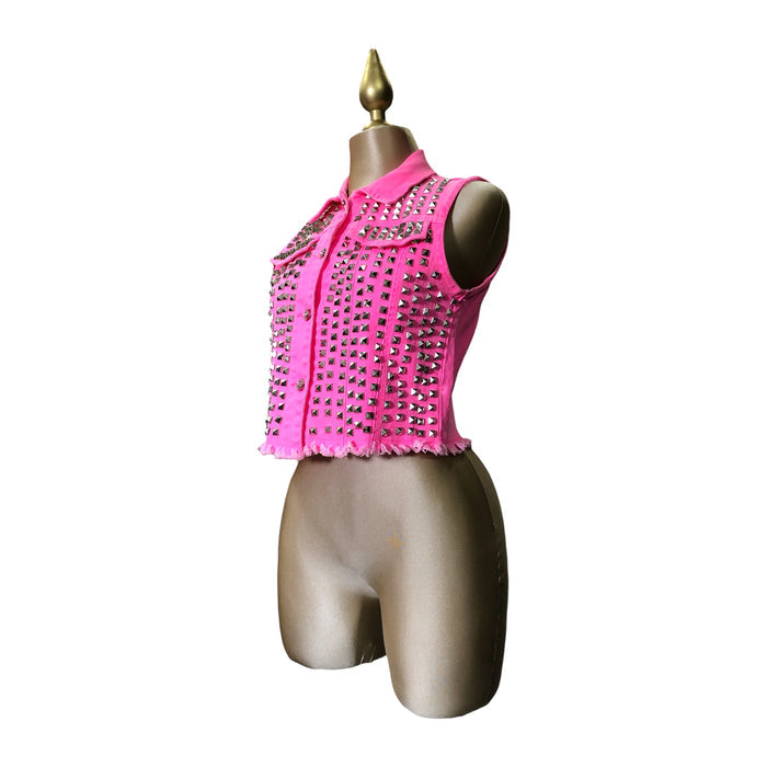 Chaleco Rosa Con Estoperoles LC