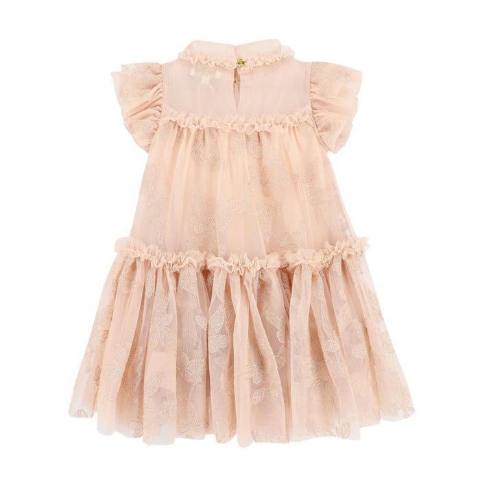 Champagne Embroidered Leaf Dress