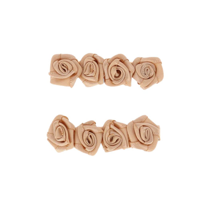 Champagne Satin Roses Hair Clips