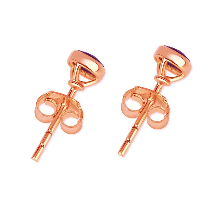Lily Blanche rose gold mini stud earrings with emerald green beryl gemstone