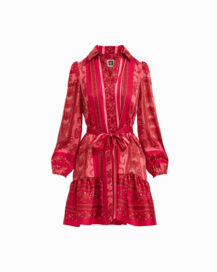 Anne Klein GRENADINE MULTI Collared Long Sleeve Shirt Dress