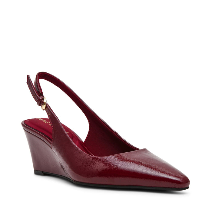 Anne Klein Burgundy Patent Cookie Slingback Wedge