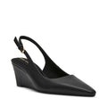 Anne Klein Black Leather Cookie Slingback Wedge