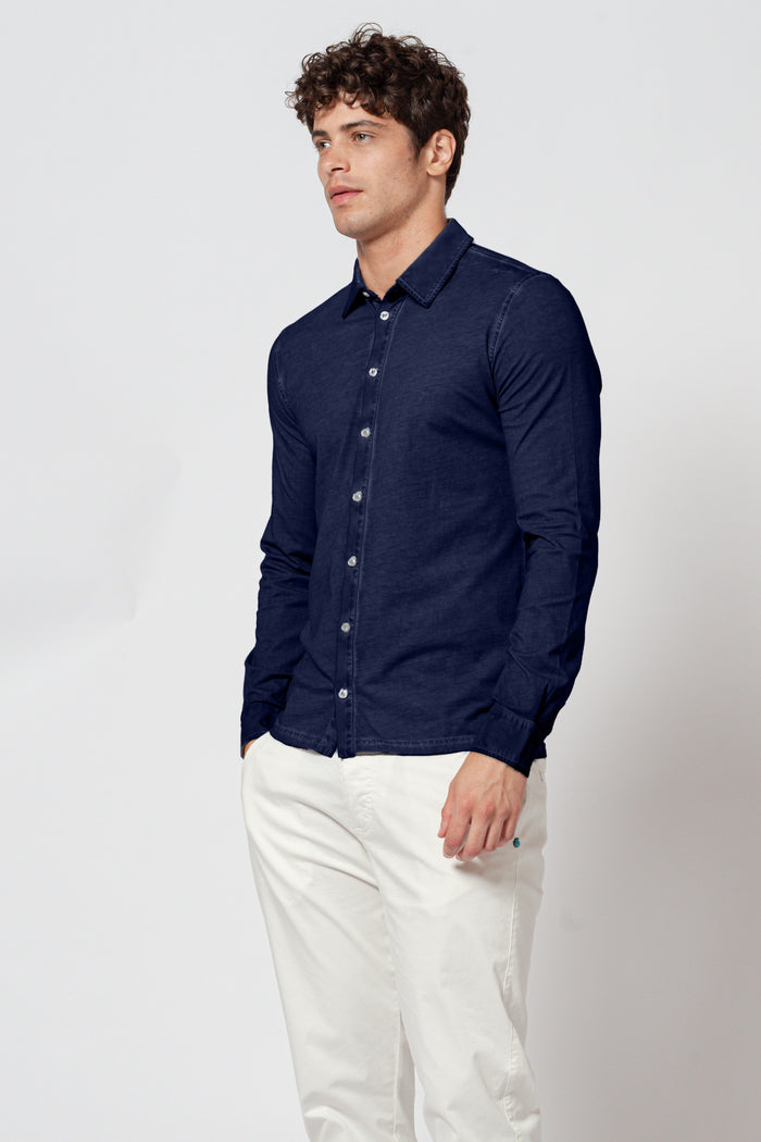 Cotton Jersey Shirt - Navy