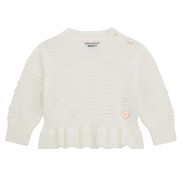 Cream Embroidered Peplum Jumper
