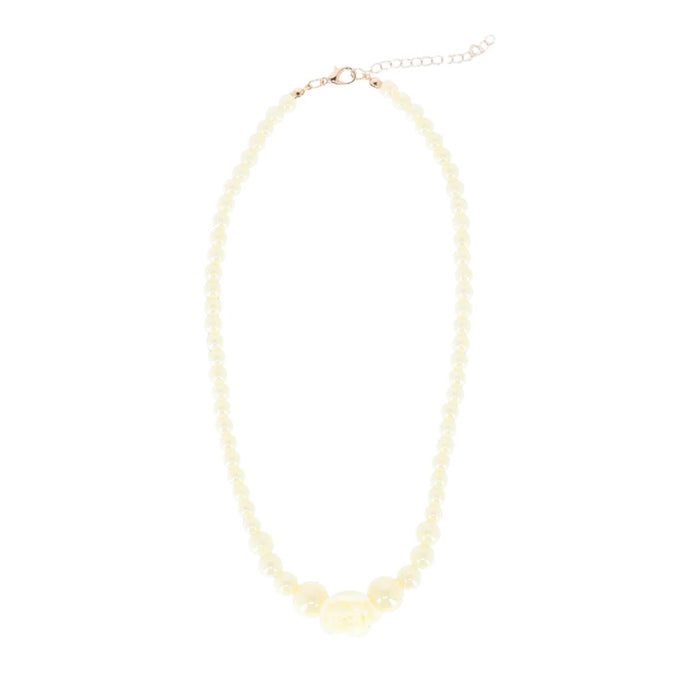Cream Rose & Bead Necklace