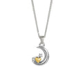 crescent moon and stars charm necklace on a white background