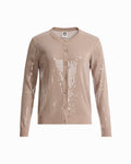 Anne Klein NATURAL CLAY Crew Neck Cardigan with Sequins