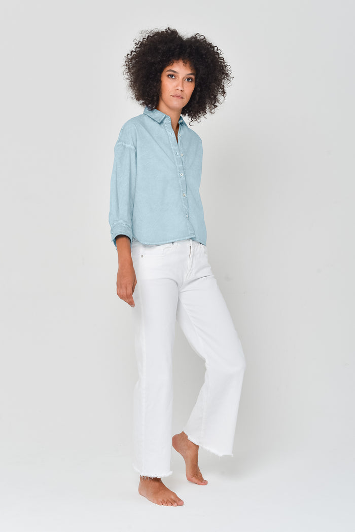 Crop Poplin Shirt - Bora Bora
