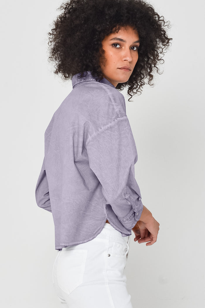 Crop Poplin Shirt - Mauve