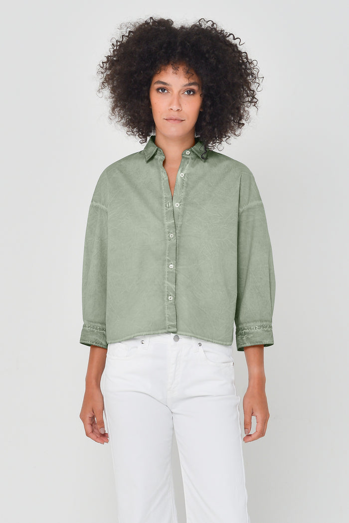 Crop Poplin Shirt - Palm