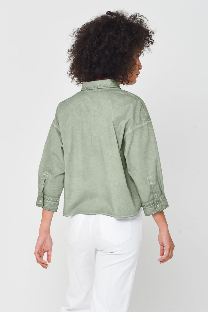 Crop Poplin Shirt - Palm