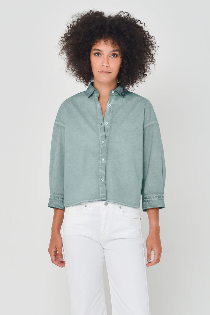 Crop Poplin Shirt - Shark