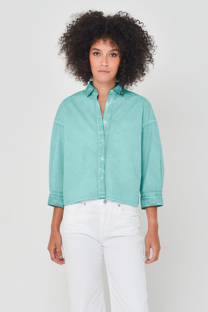 Crop Poplin Shirt - Water