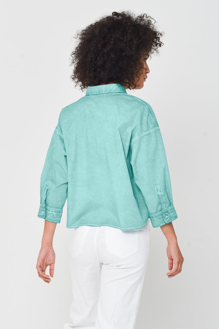 Crop Poplin Shirt - Water