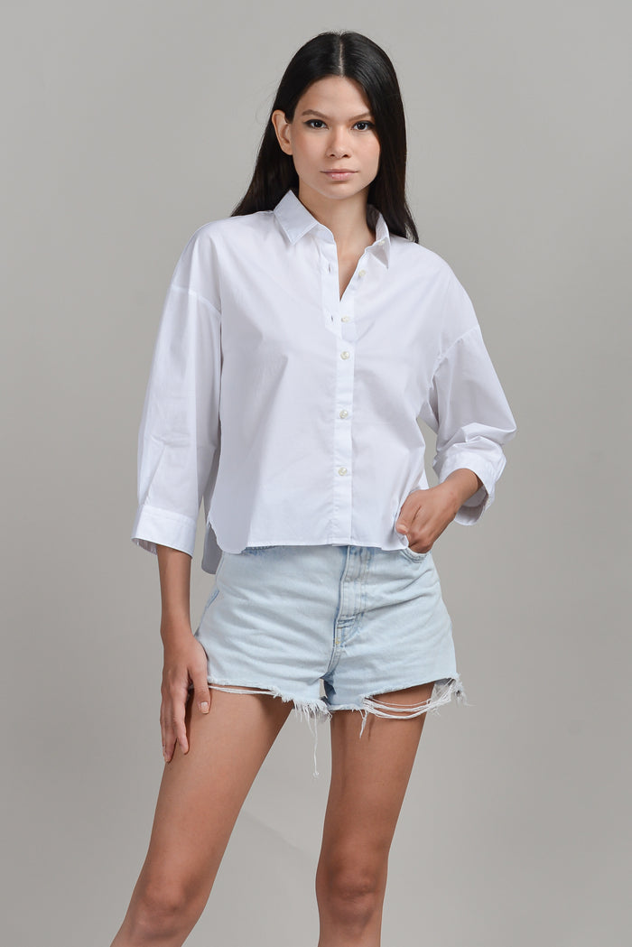 Crop Poplin Shirt - White