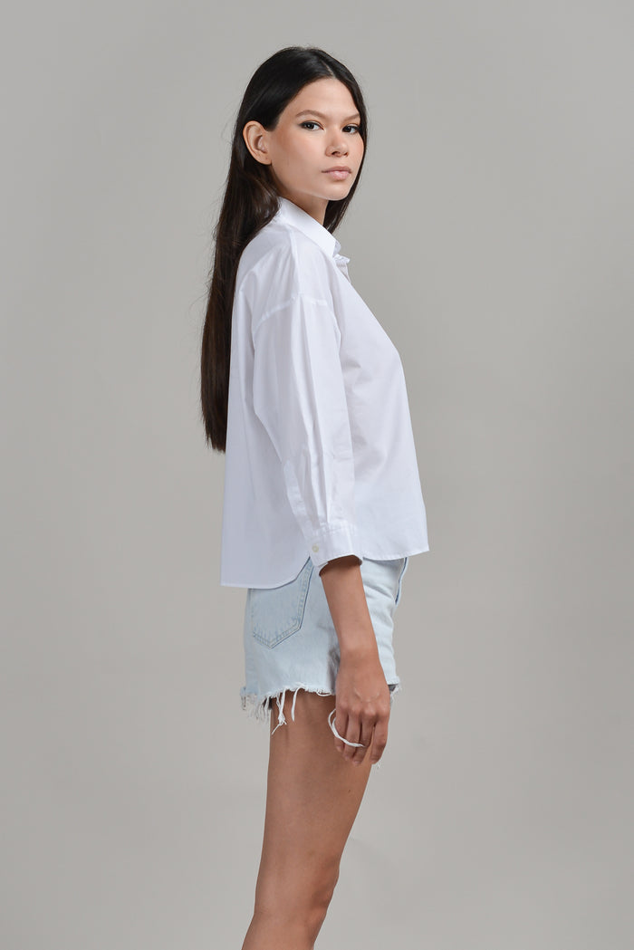 Crop Poplin Shirt - White