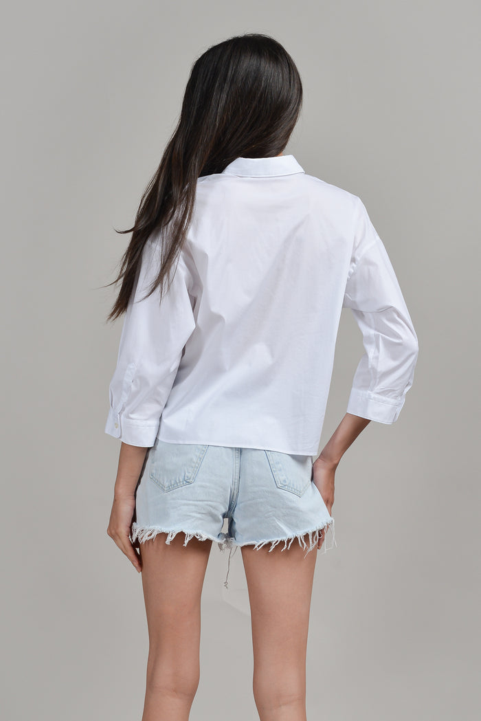 Crop Poplin Shirt - White