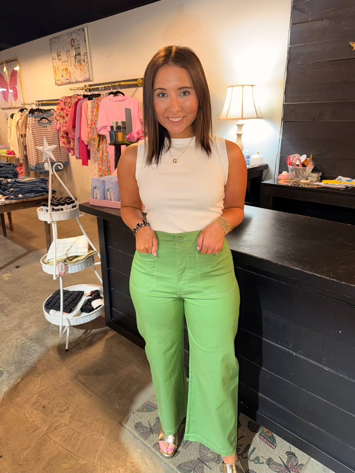 Cropped Stitch Pants