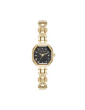 Anne Klein Gold-Tone/Black Crystal Accented Expansion Band Watch