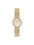 Anne Klein Gold-Tone Crystal Accented Mesh Bracelet Watch