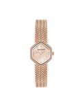 Anne Klein Rose Gold-Tone Crystal Accented Mesh Bracelet Watch