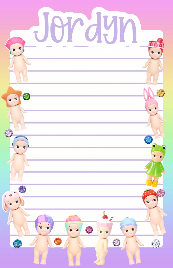 Cutie Angel Rainbow Personalized Notepad