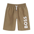 Dark Beige Logo Swim Shorts