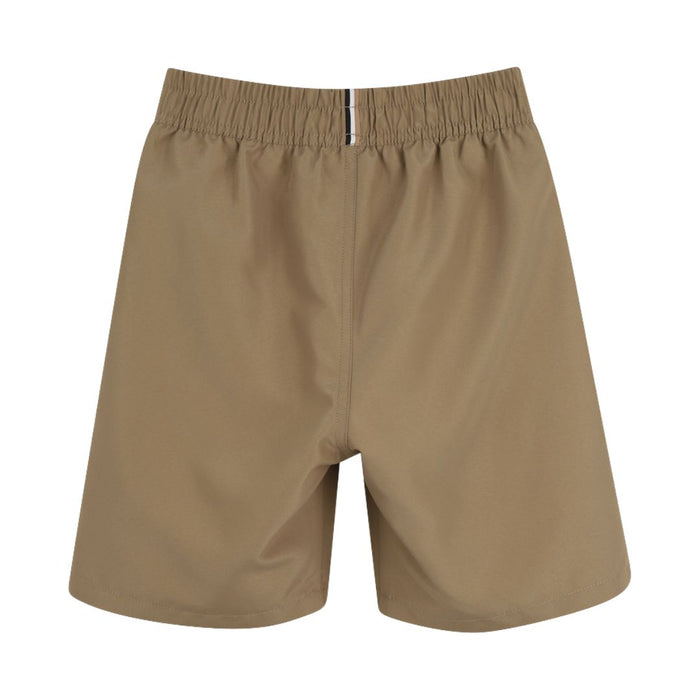 Dark Beige Logo Swim Shorts