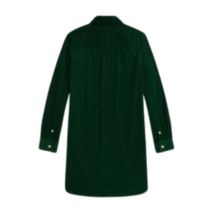 Dark Green Pintucked Corduroy Dress