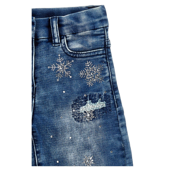 Denim 'Elsa' Snowflake Rhinestone Jeans