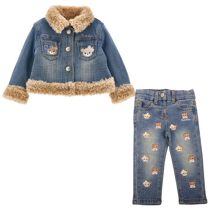 Denim Jacket & Jeans Embroidered Bear Set