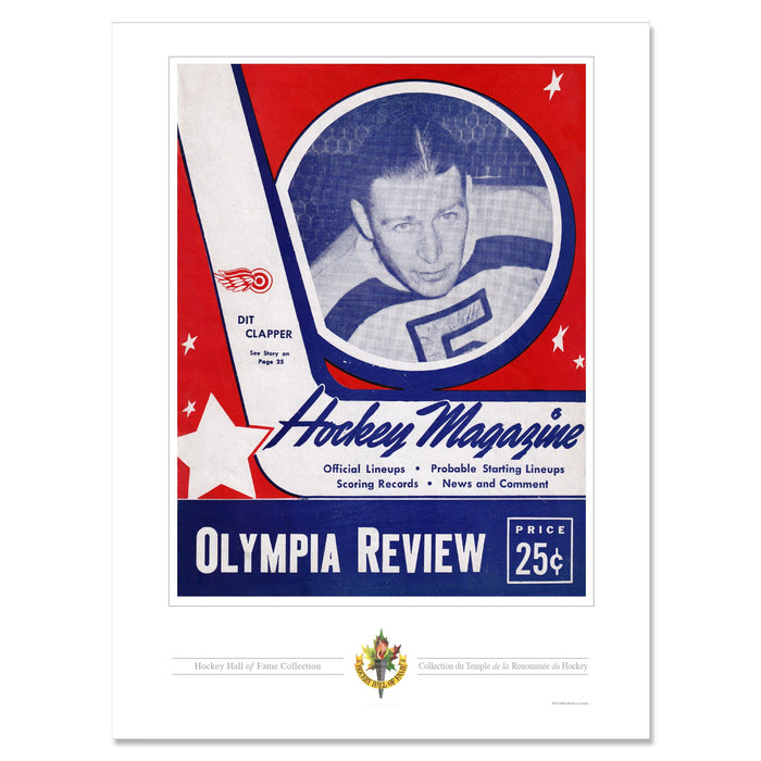 Detroit Red Wings Program Cover Replica Print - Dit Clapper