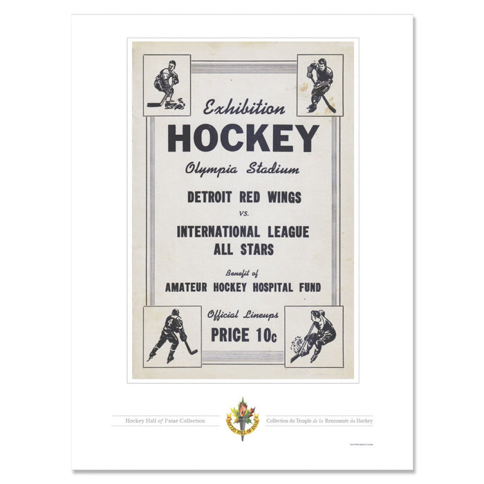 Detroit Red Wings Program Cover Replica Print - Exhibition Hockey All Stars