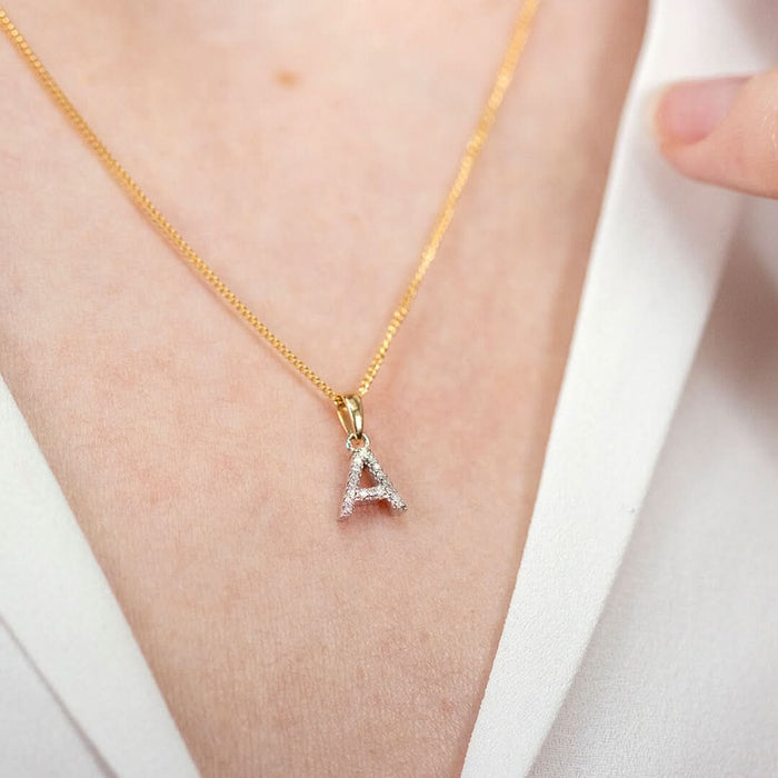 Diamond Initial Necklace | Solid Gold | A to Z