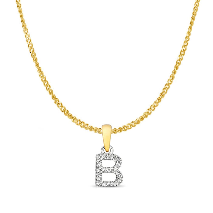 Diamond Initial Necklace | Solid Gold | A to Z