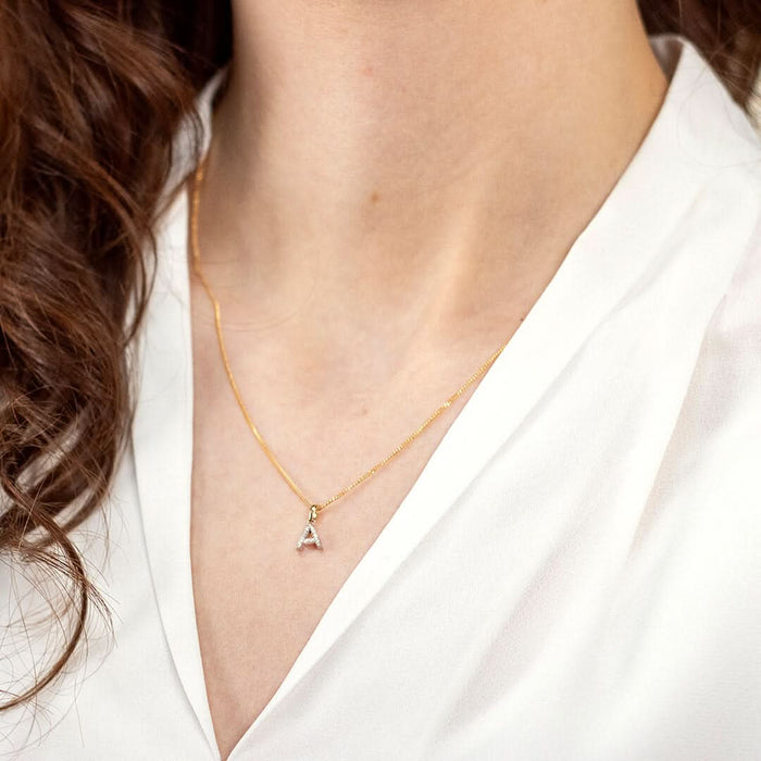 Diamond Initial Necklace | Solid Gold | A to Z