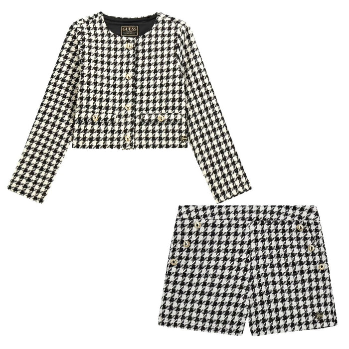 Dog Tooth Blazer & Shorts Set