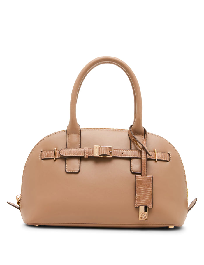 Anne Klein Mocha/Mocha Dome Buckle Convertible Strap Satchel