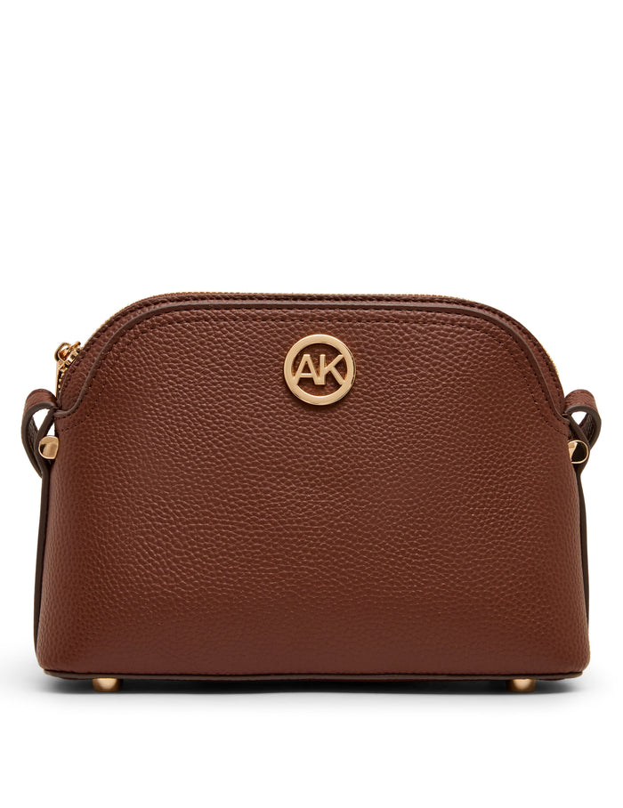 Anne Klein Walnut Dome Crossbody Bag with Detachable Card Case