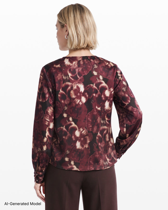 Anne Klein Drape Neck Blouse with Cuffs