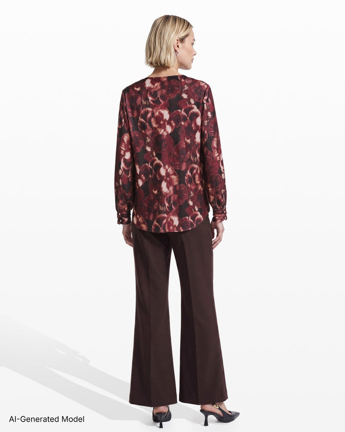 Anne Klein Drape Neck Blouse with Cuffs