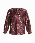 Anne Klein ANNE BLACK MULTI Drape Neck Blouse with Cuffs