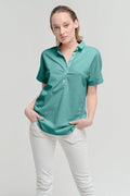 Drop Shoulder Poplin Collar Polo - Bahama