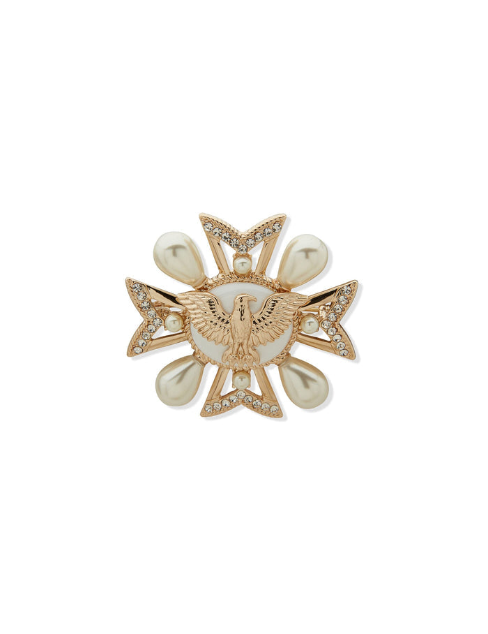 Anne Klein Gold Tone Eagle and Cross Brooch